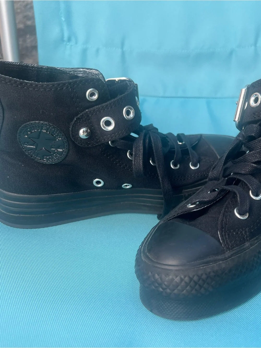 Converse Black High-Top Canvas Sneakers with Strap
